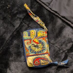Vera Bradley Blue and Yellow Patterned Wristlet